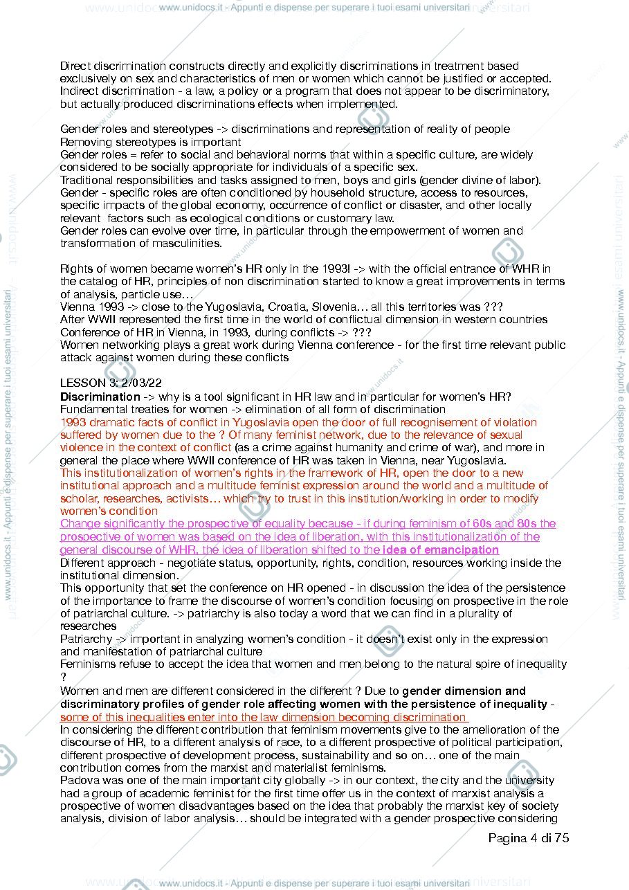 Anteprima pagina 4 — women's human rights - appunti 