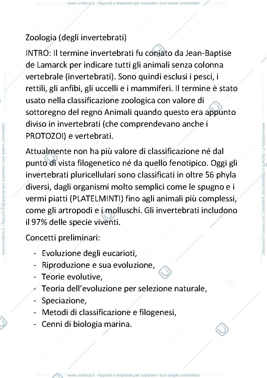 Anteprima pagina 1 — Zoologia degli invertebrati