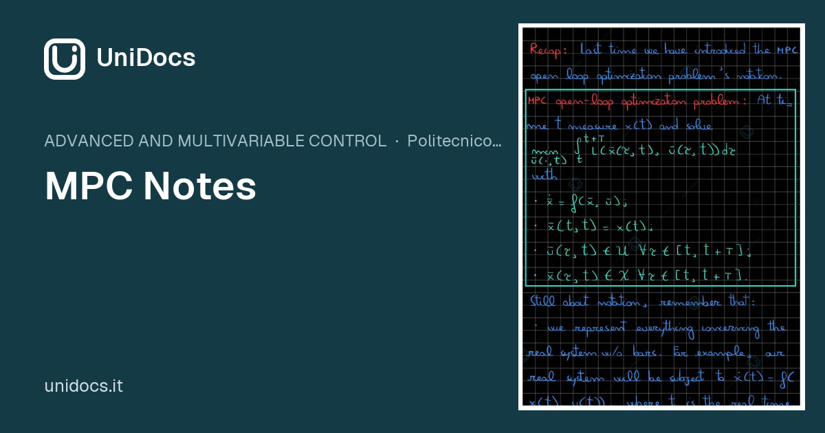 Mpc Advanced Control MPC Notes — ADVANCED AND MULTIVARIABLE CONTROL · automation and control ...